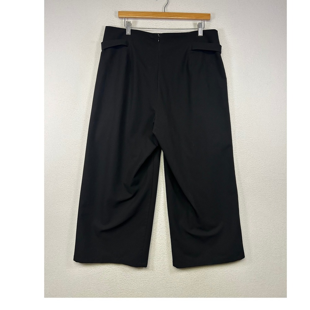 Dark‎ Academia Worthington Womens 12 Black Pleated Gold Button Wide Leg Culottes - Picture 2 of 14